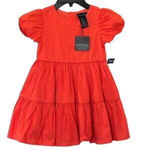 NEW Cynthia Rowley Girls orange  Puff Sleeve Tiered Dress Size 5